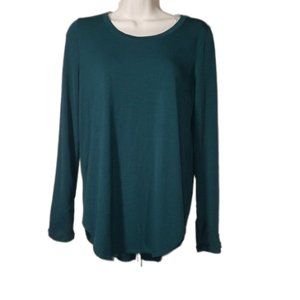 Xersion Green Long Sleeve Shirt Scalloped Waist Size Small Soft Comfortable